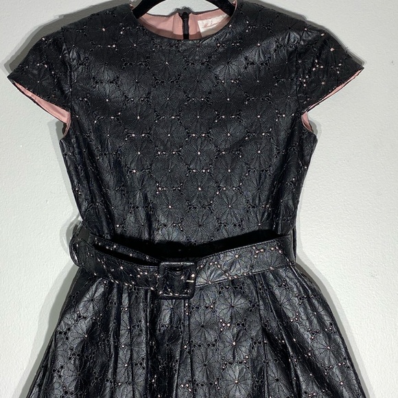 Black Leather Floral Dress**Age 12 - Picture 4 of 8